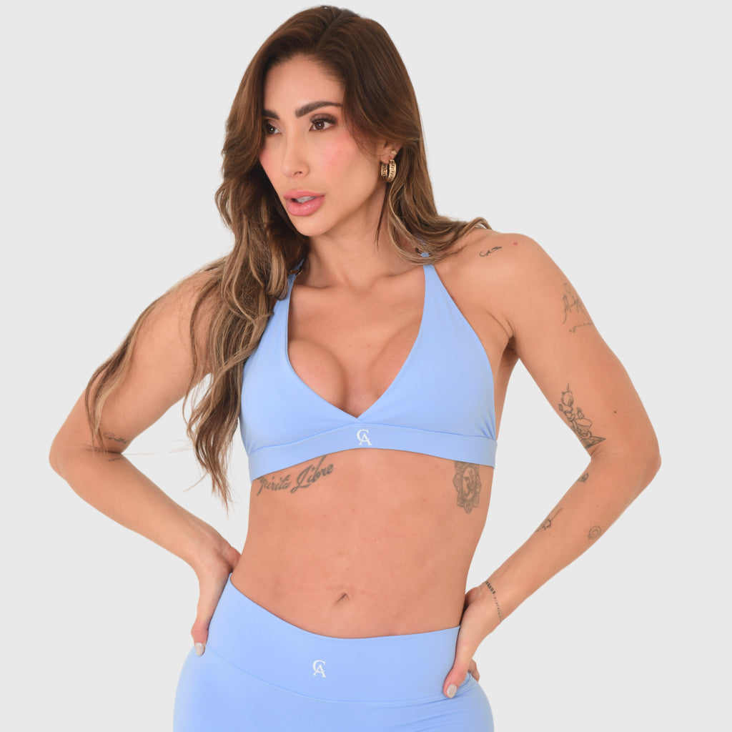 TOP TRIÁNGULO AZUL AL CUELLO
